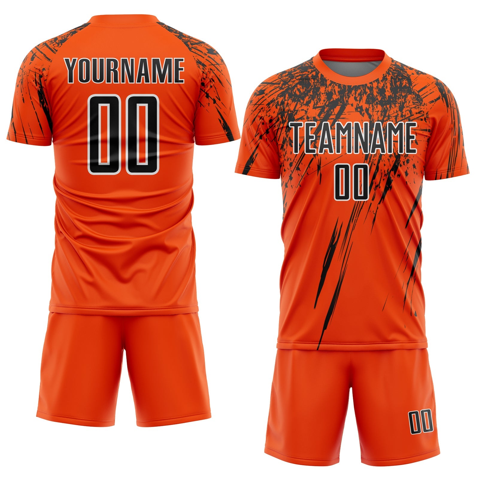 Custom Orange Black-White Splash Sports Sublimation Soccer Uniform Jersey