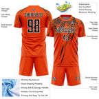 Custom Orange Black-White Splash Sports Sublimation Soccer Uniform Jersey