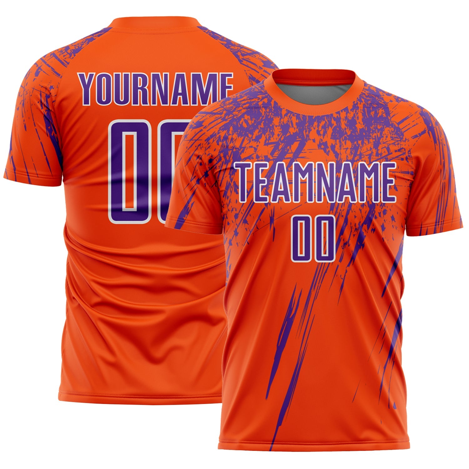 Custom Orange Purple-White Splash Sports Sublimation Soccer Uniform Jersey