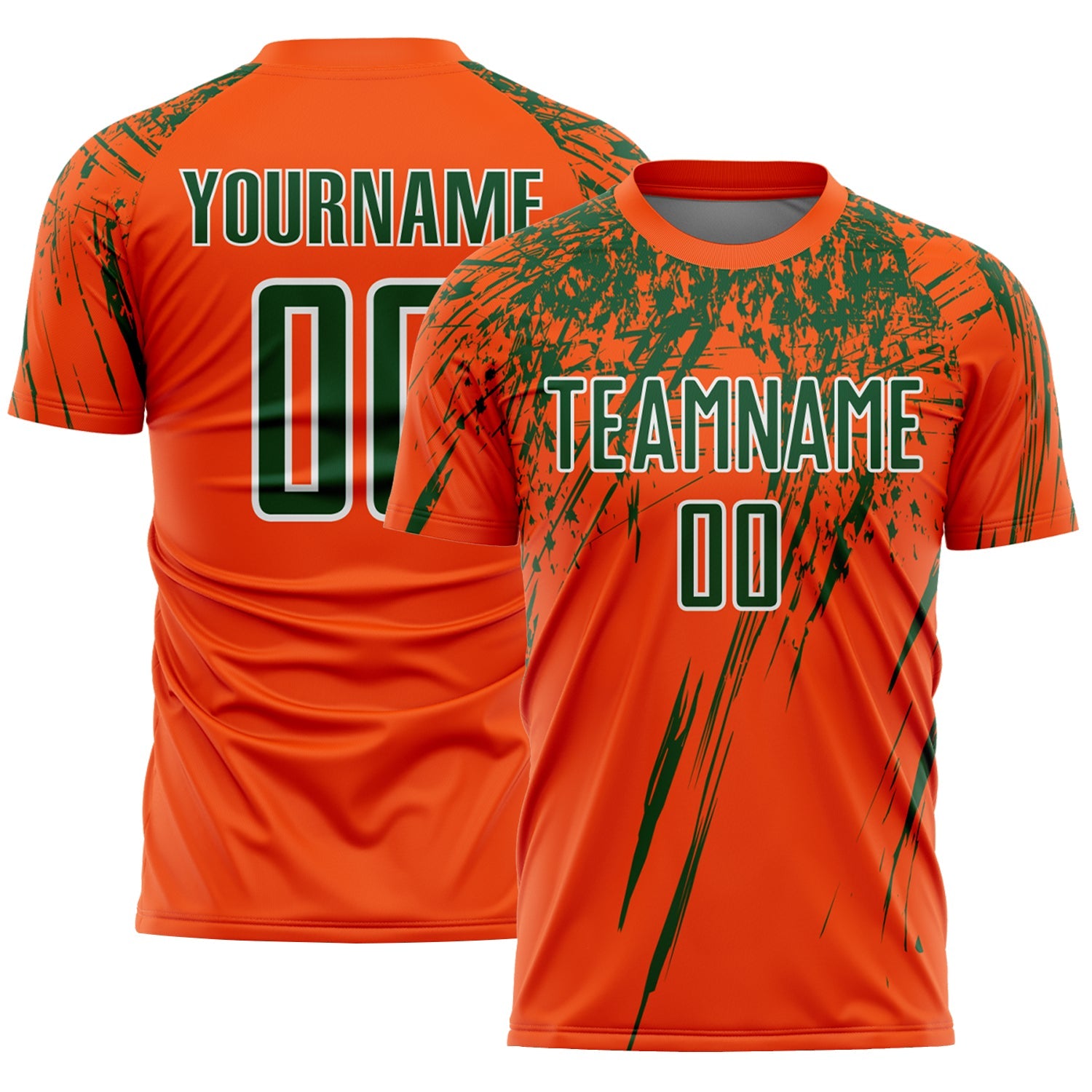 Custom Orange Green-White Splash Sports Sublimation Soccer Uniform Jersey