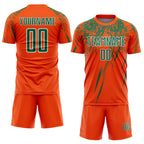 Custom Orange Kelly Green-White Splash Sports Sublimation Soccer Uniform Jersey
