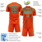 Custom Orange Kelly Green-White Splash Sports Sublimation Soccer Uniform Jersey