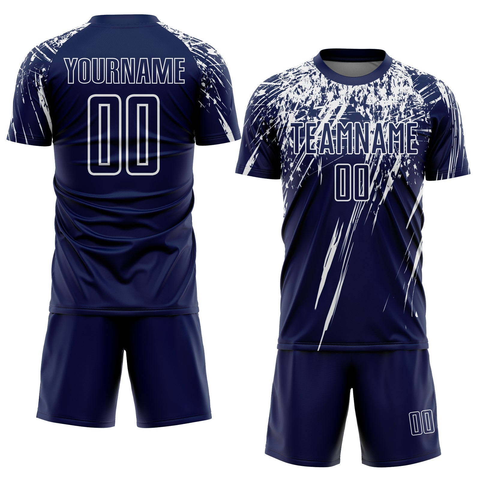 Custom Navy White Splash Sports Sublimation Soccer Uniform Jersey