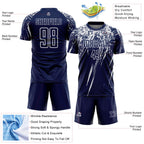 Custom Navy White Splash Sports Sublimation Soccer Uniform Jersey