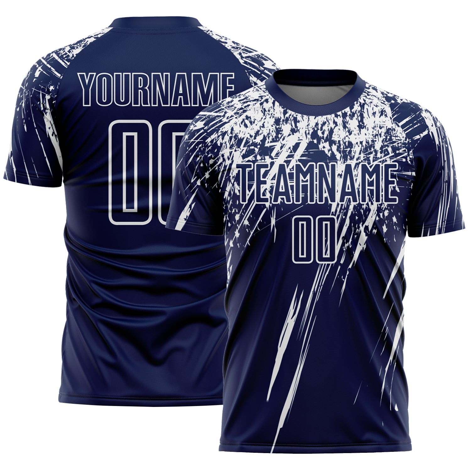 Custom Navy White Splash Sports Sublimation Soccer Uniform Jersey