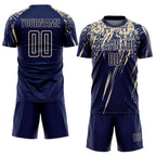 Custom Navy Cream Splash Sports Sublimation Soccer Uniform Jersey