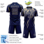 Custom Navy Cream Splash Sports Sublimation Soccer Uniform Jersey
