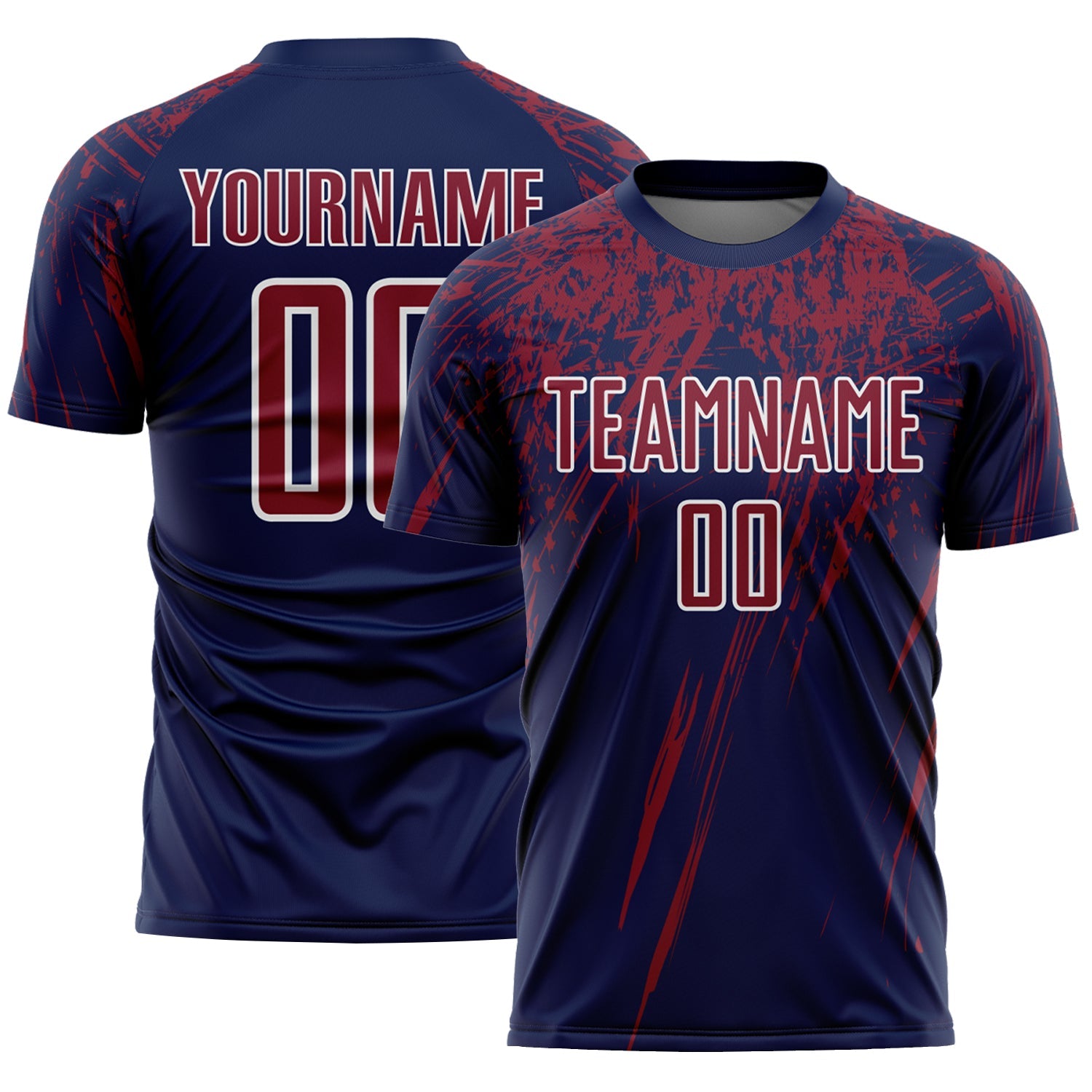 Custom Navy Crimson-White Splash Sports Sublimation Soccer Uniform Jersey