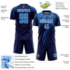 Custom Navy Powder Blue-White Splash Sports Sublimation Soccer Uniform Jersey