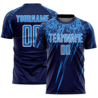 Custom Navy Powder Blue-White Splash Sports Sublimation Soccer Uniform Jersey
