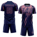 Custom Navy Medium Pink Splash Sports Sublimation Soccer Uniform Jersey