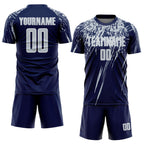 Custom Navy Silver-White Splash Sports Sublimation Soccer Uniform Jersey