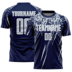 Custom Navy Silver-White Splash Sports Sublimation Soccer Uniform Jersey