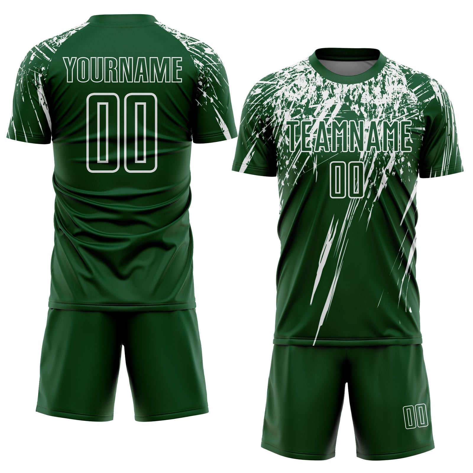 Custom Green White Splash Sports Sublimation Soccer Uniform Jersey