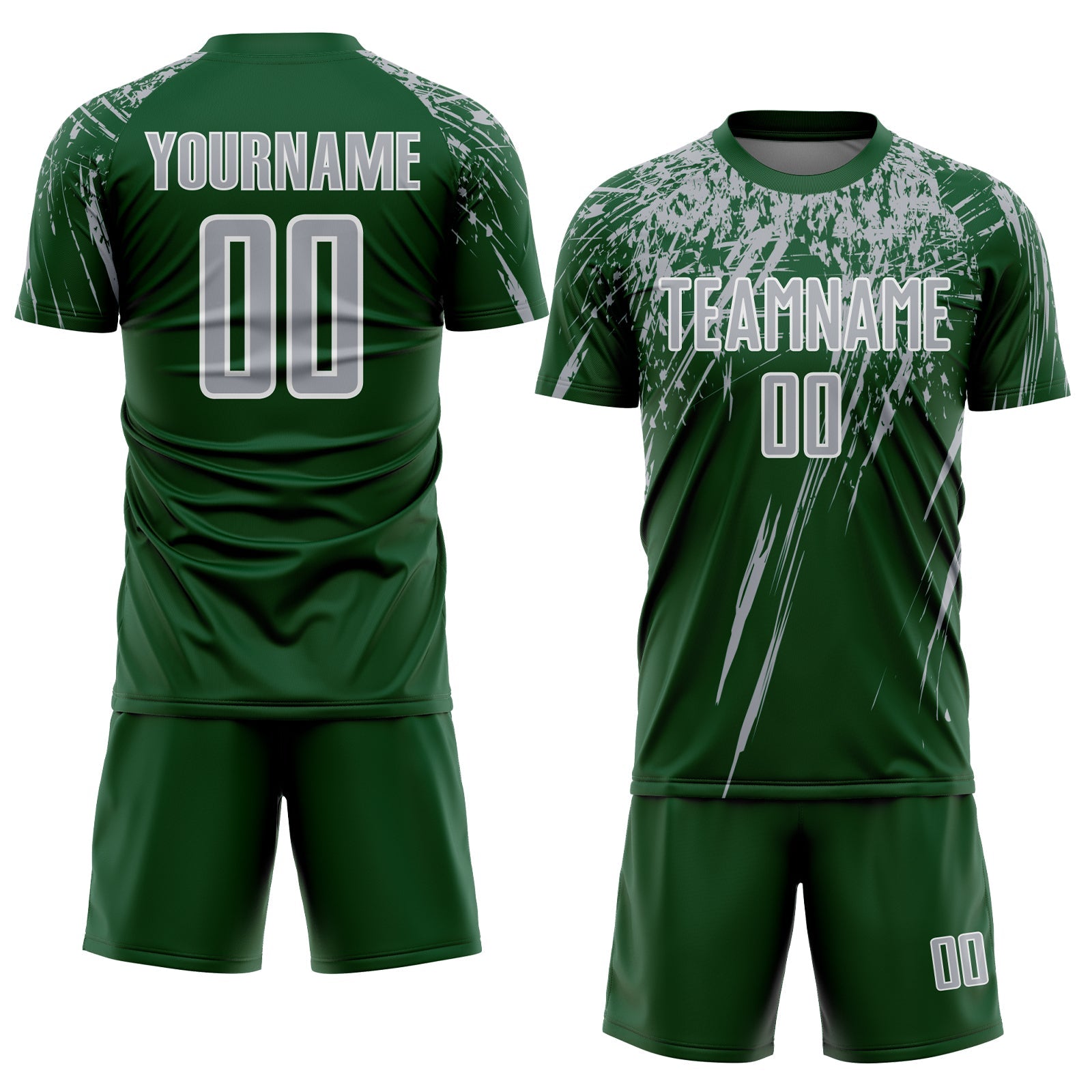 Custom Green Gray-White Splash Sports Sublimation Soccer Uniform Jersey