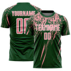 Custom Green Medium Pink-White Splash Sports Sublimation Soccer Uniform Jersey