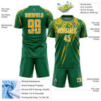 Custom Kelly Green Gold-White Splash Sports Sublimation Soccer Uniform Jersey