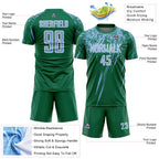 Custom Kelly Green Light Blue-White Splash Sports Sublimation Soccer Uniform Jersey