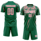 Custom Kelly Green Medium Pink-White Splash Sports Sublimation Soccer Uniform Jersey
