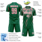 Custom Kelly Green Medium Pink-White Splash Sports Sublimation Soccer Uniform Jersey