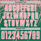 Custom Kelly Green Medium Pink-White Splash Sports Sublimation Soccer Uniform Jersey