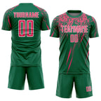 Custom Kelly Green Neon Pink-White Splash Sports Sublimation Soccer Uniform Jersey