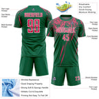Custom Kelly Green Neon Pink-White Splash Sports Sublimation Soccer Uniform Jersey