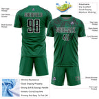 Custom Kelly Green Black-White Splash Sports Sublimation Soccer Uniform Jersey