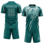 Custom Teal White Splash Sports Sublimation Soccer Uniform Jersey