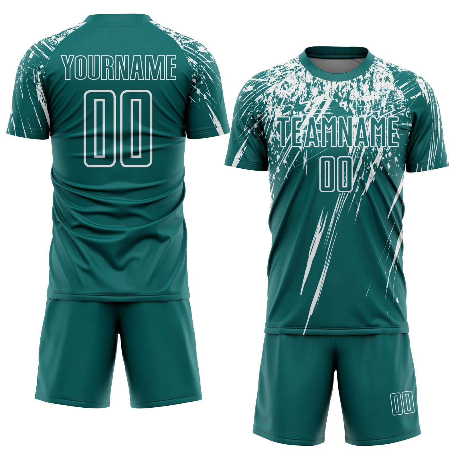 Custom Teal White Splash Sports Sublimation Soccer Uniform Jersey