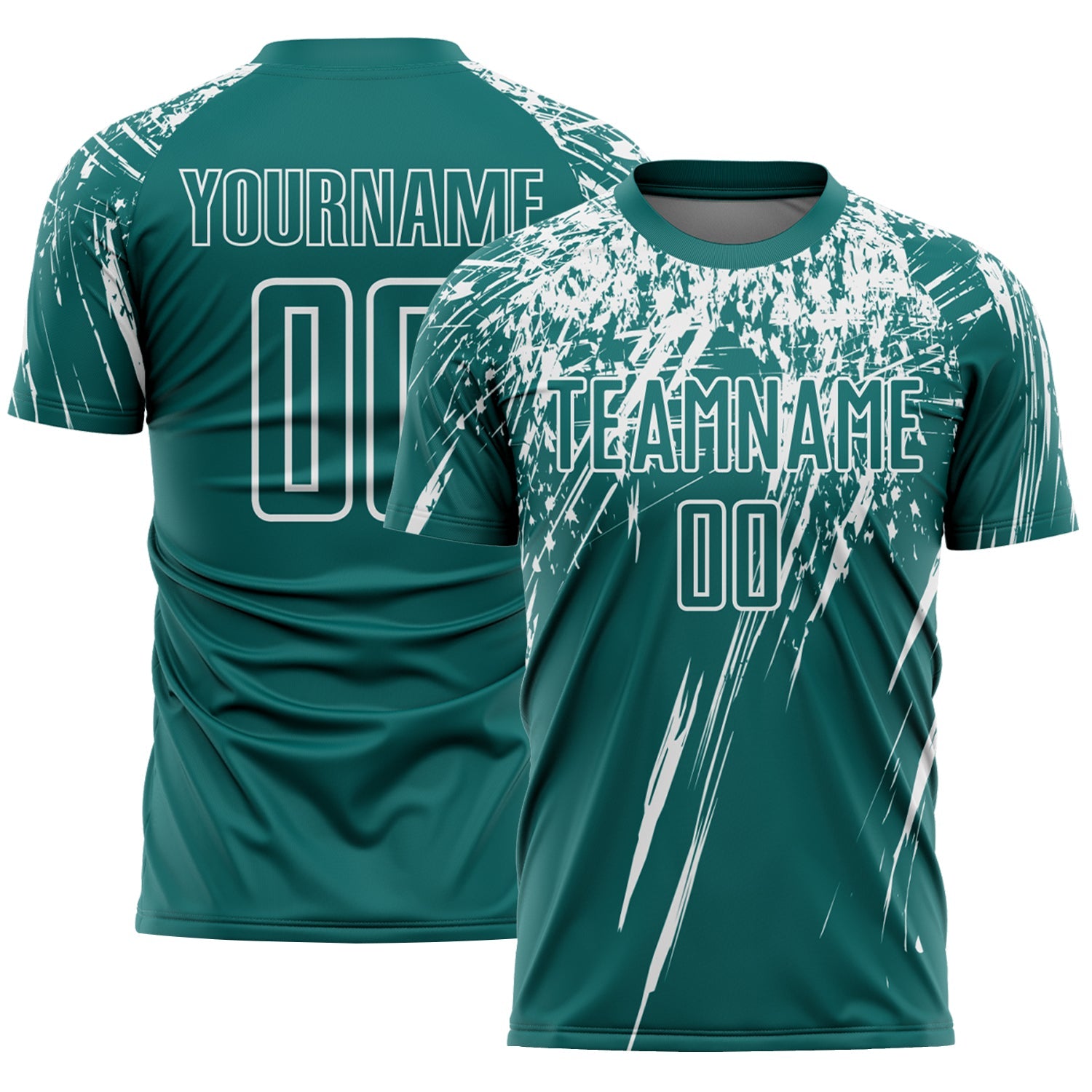 Custom Teal White Splash Sports Sublimation Soccer Uniform Jersey