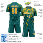 Custom Teal Gold-White Splash Sports Sublimation Soccer Uniform Jersey