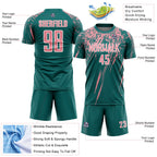 Custom Teal Medium Pink-White Splash Sports Sublimation Soccer Uniform Jersey