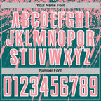 Custom Teal Medium Pink-White Splash Sports Sublimation Soccer Uniform Jersey