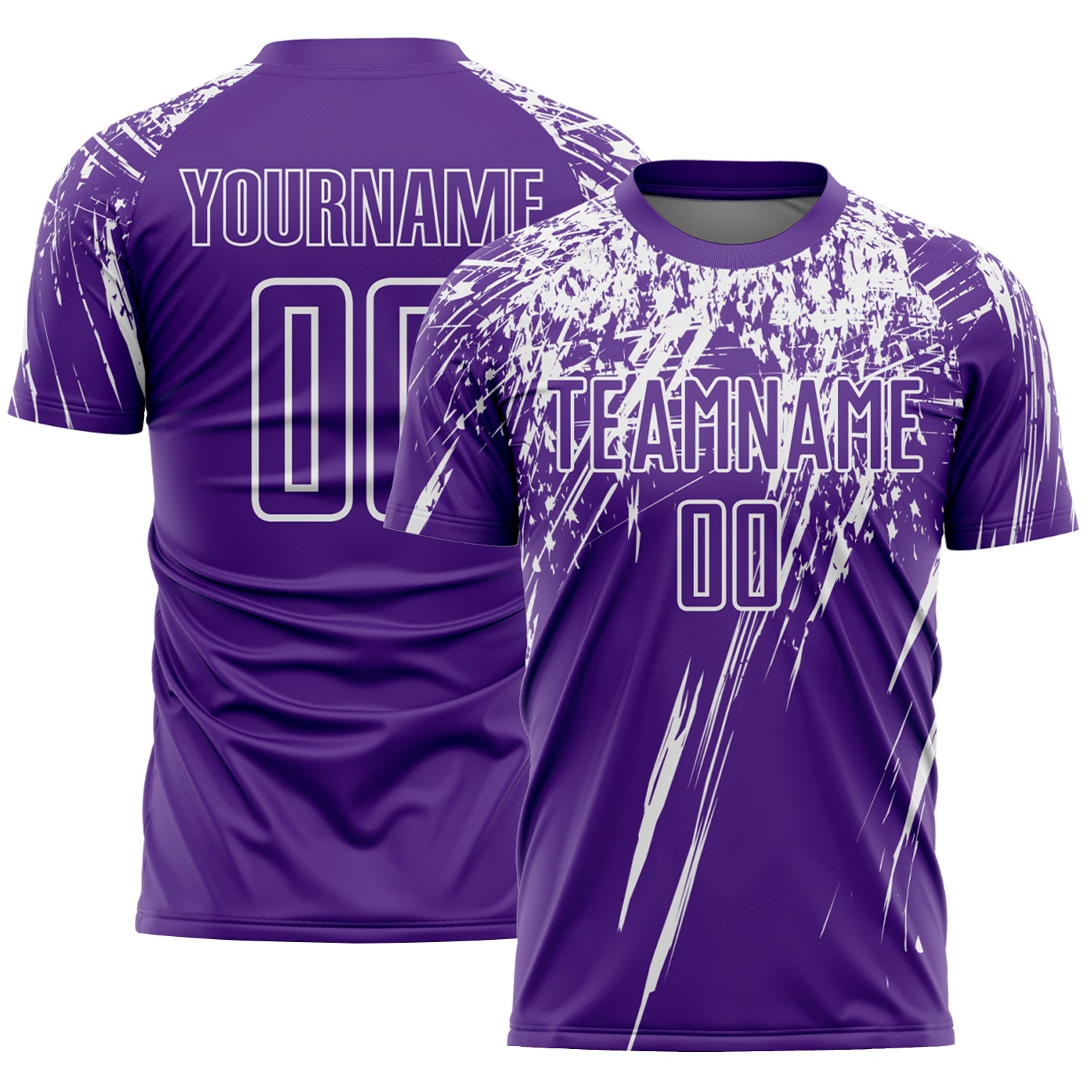 Custom Purple White Splash Sports Sublimation Soccer Uniform Jersey