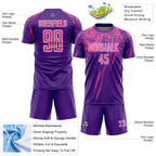 Custom Purple Pink-White Splash Sports Sublimation Soccer Uniform Jersey