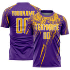 Custom Purple Gold-White Splash Sports Sublimation Soccer Uniform Jersey