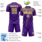 Custom Purple Old Gold-White Splash Sports Sublimation Soccer Uniform Jersey