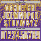 Custom Purple Old Gold-White Splash Sports Sublimation Soccer Uniform Jersey