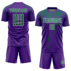 Custom Purple Kelly Green-White Splash Sports Sublimation Soccer Uniform Jersey