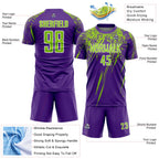 Custom Purple Neon Green-White Splash Sports Sublimation Soccer Uniform Jersey