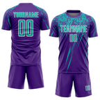 Custom Purple Aqua-White Splash Sports Sublimation Soccer Uniform Jersey