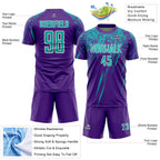 Custom Purple Aqua-White Splash Sports Sublimation Soccer Uniform Jersey