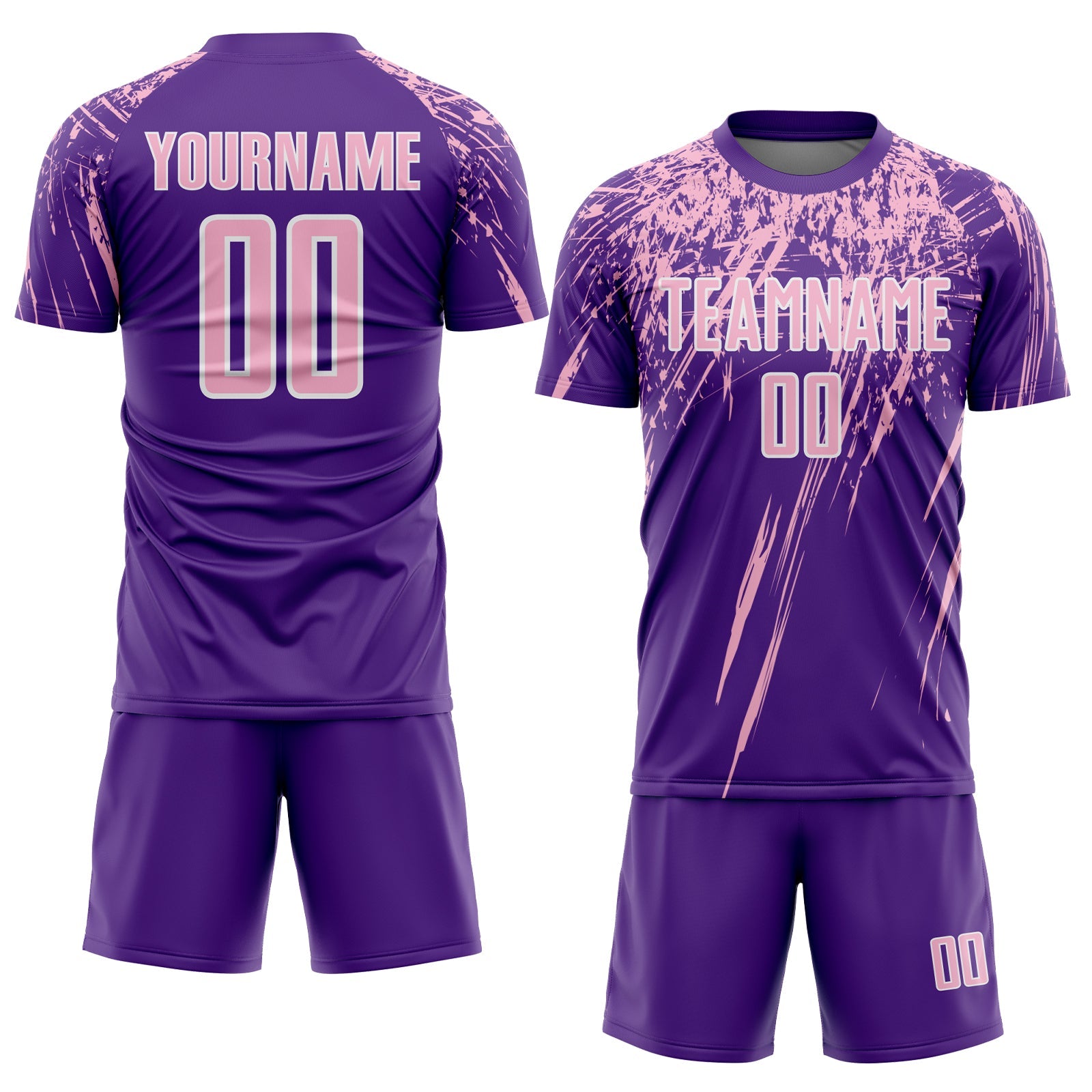 Custom Purple Light Pink-White Splash Sports Sublimation Soccer Uniform Jersey