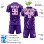Custom Purple Light Pink-White Splash Sports Sublimation Soccer Uniform Jersey