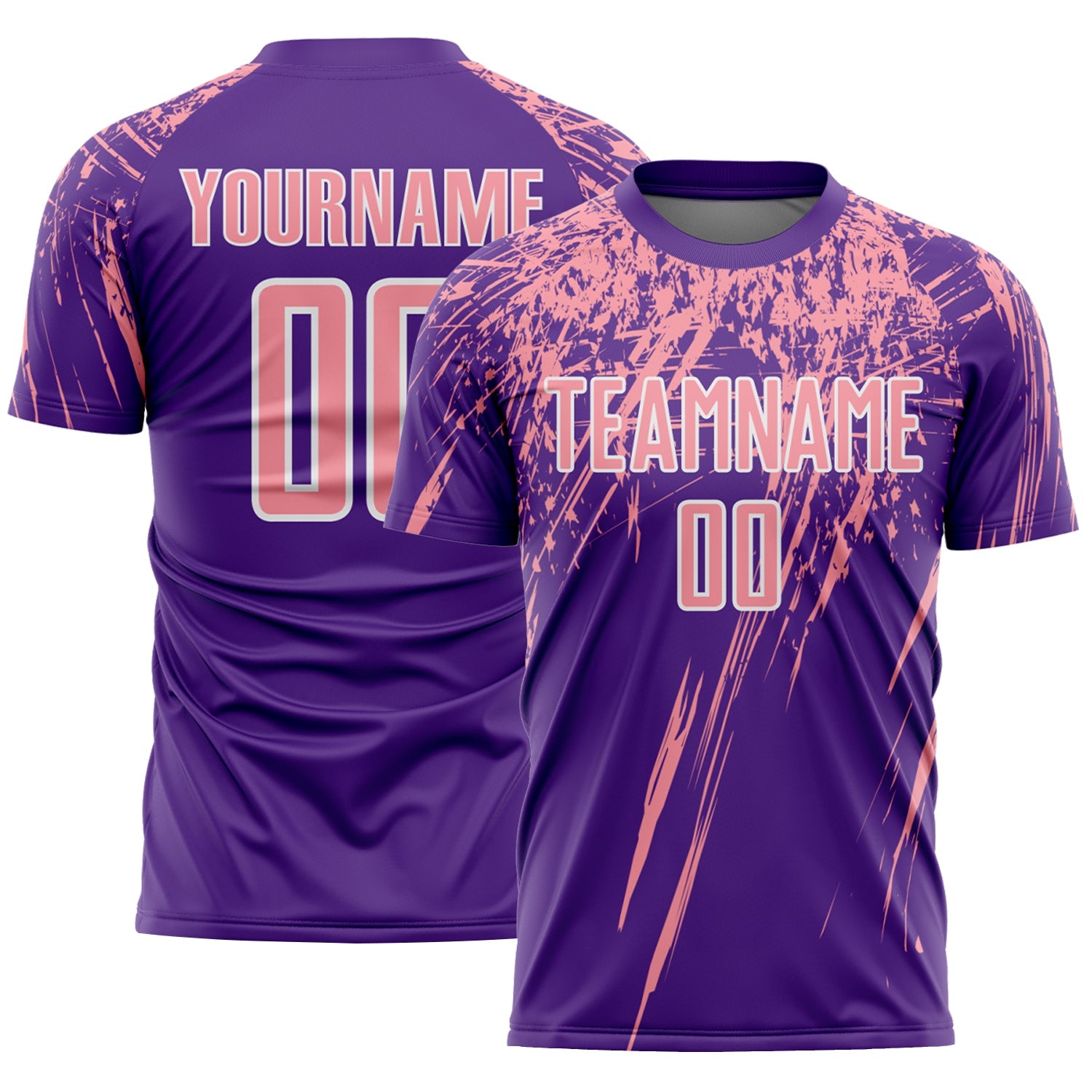 Custom Purple Medium Pink-White Splash Sports Sublimation Soccer Uniform Jersey