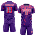 Custom Purple Neon Pink-White Splash Sports Sublimation Soccer Uniform Jersey