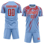 Custom Light Blue Red-White Splash Sports Sublimation Soccer Uniform Jersey