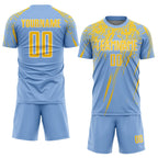 Custom Light Blue Yellow-White Splash Sports Sublimation Soccer Uniform Jersey