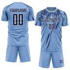Custom Light Blue Navy-White Splash Sports Sublimation Soccer Uniform Jersey